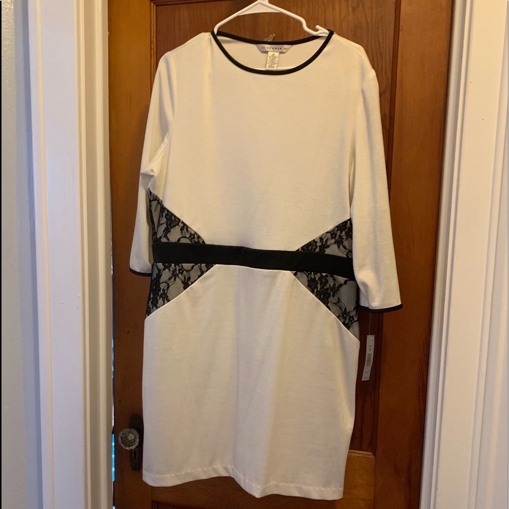 NWT AA Studio white/black lace dress